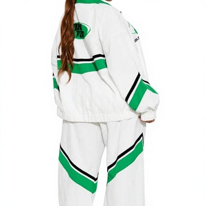 Trendy Custom Women Loose Fit Nylon Windbreaker Track Suit OEM Zip Jacket and Wide Leg Pants <b>Lightweight</b> Streetwear Hiking <b>Coat</b> - Product Image 5