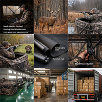 Accessoires de chasse : Abri de chasse professionnel pour canards avec entrée latérale, camouflage et fenêtres insonorisées pour la chasse au gibier sauvage