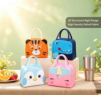 Sac isotherme portable imperméable 3D à motif animal de dessin animé pour l'école, le bureau, les pique-niques, anti-fuite, gris