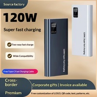 Batterie externe 120W à charge rapide en PVC, 20000mAh, ultra-plate, avec affichage numérique, alimentation mobile, cadeau, logo personnalisé