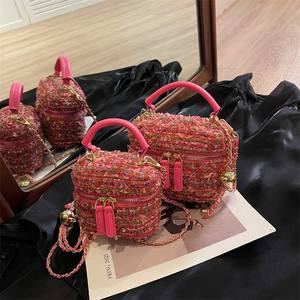 Primavera nueva moda Ins tendencia mujer cuadrado barril bolsa Venta caliente personalidad Tweed ocio señoras hombro bandolera - Product Image 4