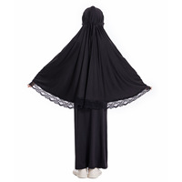 qualité de couleur pure, col en V, manchette à volants, appliques scintillantes, caftan islamique de Dubaï pour enfant et fille
