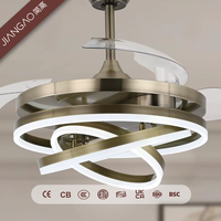 Ventilateur de plafond LED moderne de luxe rétractable de 42 pouces avec télécommande, lustre à 6 vitesses pour salon, lampe lustre