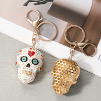 Porte-clés en métal émaillé, thème Jour des Morts mexicain et squelette d'Halloween, style gothique, pour sac et voiture, cadeau, vente en gros