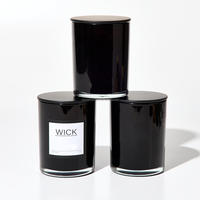 Bocaux à bougies en verre translucide blanc/noir de 315 ml/10,5 oz (6 ensembles/carton) avec couvercle en métal noir/argenté pour la fabrication de bougies