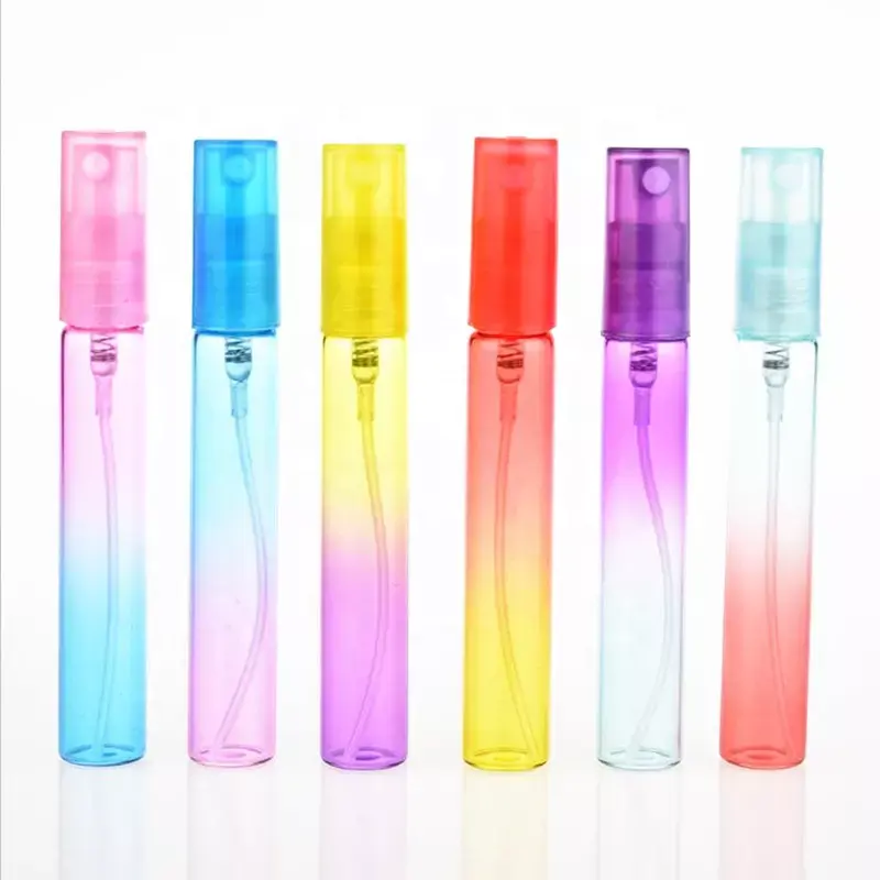 Gradient color cosmetic custom made glass perfume spray bottles with plastic pump