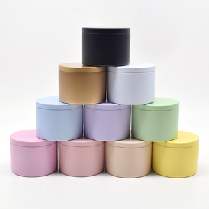 定制蜡烛制作用空圆形锡盒锡蜡烛罐容器米色奶油白色蜡烛罐8盎司 - Product Image 5