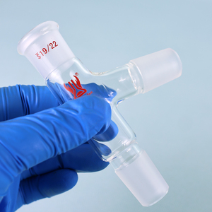 Adaptateur de distillation en verre borosilicate à 3 voies et à angle de 75 degrés, à paroi épaisse, personnalisé pour laboratoire de chimie, CS Labglass - Product Image 6