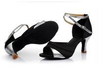 Chaussure professionnelle de danse latine noire à bout ouvert pour chaussures de danse Jazz Salsa chaussure de danse de salon pour les femmes pratiquent la compétition