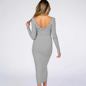 <span class=keywords><strong>Vestido</strong></span> <span class=keywords><strong>Ajustado</strong></span> para Mujer <span class=keywords><strong>Embarazada</strong></span>, Ropa de Maternidad con Cuello en V, <span class=keywords><strong>Vestido</strong></span> Sexy para Fotografía, Ropa de Embarazo, Primavera y Otoño - Product Image 5