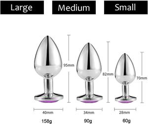 Round <strong>Stainless</strong> <strong>Steel</strong> <strong>Anal</strong> Plug with 3 Sizes 100% Waterproof IPX7 &amp; Skin-friendly for Adults Men/Women Couples <strong>Sex</strong> <strong>Toy</strong> - Product Image 3