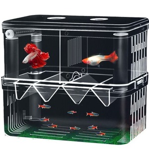 Boîte d'incubation pour aquarium, rectangulaire, transparente, avec double trou d'alimentation, conçue pour l'éclosion et la reproduction des alevins - Product Image 2