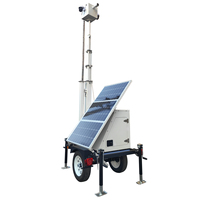 Mini Tour de Surveillance Solaire Portable avec Caméra CCTV, Mât Télescopique de 6m, Alimentation Solaire Mobile, Norme US, pour Parking