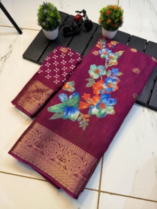 Sari original Premium con borde de flores Super Hit Ropa de fiesta popular solo disponible a granel - Product Image 2