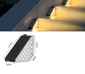Lampe de pont solaire extérieure blanc chaud IP65 étanche interrupteur automatique lampes à induction triangulaire 24LED lumière d'étape décorative - Product Image 4