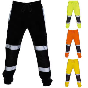 Men Reflectors Black <strong>Orange</strong> Work <strong>Cargo</strong> Trousers Construction Workwear Autumn Fall Construction Contrast Reflective Safety <strong>Pants</strong> - Product Image 1