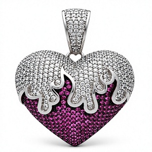 Pendentif Cœur en Cristal Micro-Pavé, Breloque Cœur en Strass pour Collier, Idéal Cadeau et Accessoire de Mode - Product Image 1