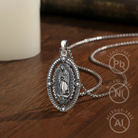 Collier pendentif Merryshine Médaille miraculeuse Vierge Marie Charme catholique Pendentif Mère Bienheureuse Bijoux chrétiens