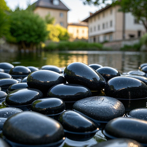 Black <strong>Polished</strong> <strong>River</strong> <strong>Stone</strong> Natural Pebbles White Cobble for Outdoor Landscaping and Park for Exterior Application - Product Image 2