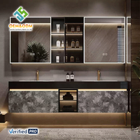 Table de toilette murale en bois massif de style français OEM Juerte 2025 avec miroir, robinet, meuble de salle de bain, salle à manger, bar à domicile