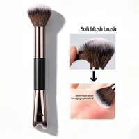 Pinceau de maquillage double embout 2-en-1 : Pinceau contour nez en U et pinceau blush en poudre doux et moelleux à poils denses – Outils professionnels
