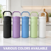 Bouteille d'eau en acier inoxydable avec paille, double paroi isolée sous vide, en acier 304, portable pour la gym, les activités de plein air et les voyages, vente en gros usine