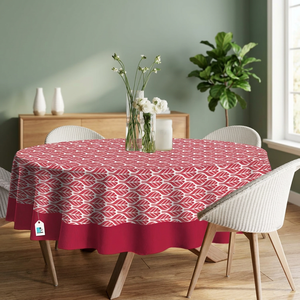 Decorative 60 Inch Cotton <b>Round</b> <b>Tablecloth</b> Floral Woven Print Waterproof Table Cover for Dining Rooms Parties and Hospitality - Product Image 2
