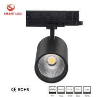 Projecteur LED COB sur rail moderne en aluminium 3W-40W, angle de faisceau 10-60°, bras long 3/4 fils