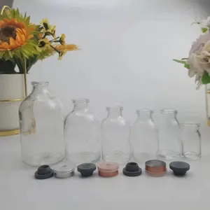 Botella de inyección de 7ml, 10ml, 15ml, 20ml, 30ml, 50ml, 100ml, 250ml, viales de vidrio antibiótico moldeados transparentes, botellas de vidrio transparentes para inyección