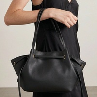 Sac seau en cuir grainé avec cordon de serrage, sac à main chic minimaliste, sac à bandoulière grande capacité