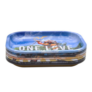 JUJI Free Sample <strong>Custom</strong> Logo Print 18*14cm Metal Herb Cigarette Tobacco Smoking Smoke <strong>Rollings</strong> <strong>Trays</strong> With Magnetic Lid Cover - Product Image 5