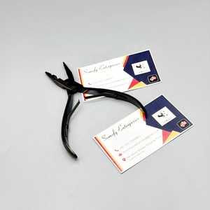 Pinzas Profesionales Negras para Extensiones de Plasma con Logotipo Personalizado, Pinzas para Aplicación de Tramas, Cierre de Micro Anillas, Doble Trama Teñida - Product Image 4