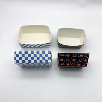 Barquette en papier enduit de qualité alimentaire, recyclable, écologique, jetable, personnalisable, en forme de bateau, pour l'emballage de collations