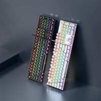 Nouveau clavier de jeu et de bureau USB filaire mécanique en caoutchouc, pleine taille, durable, blanc, avec éclairage RGB coloré, pour la vente en gros