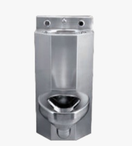 Inodoro de Acero Inoxidable Montado en la Pared con Cisterna Oculta, Descarga Única, Diseño Industrial, Forma Rectangular - Product Image 2