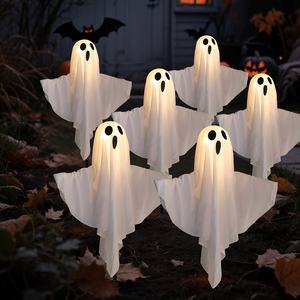 Paquete de 6 Luces Solares LED para Camino de Fantasmas de Halloween, Decoración Espeluznante para Jardín, Patio, Fiesta de Halloween - Product Image 1