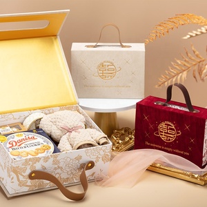 Bán Tại Nhà Máy Hộp Bao Bì Đám Cưới Bằng Nhung Sang Trọng Hộp Nhung Chúc Mừng Hộp Gói Ngày Valentine Có Tay Cầm Bằng Da - Product Image 4