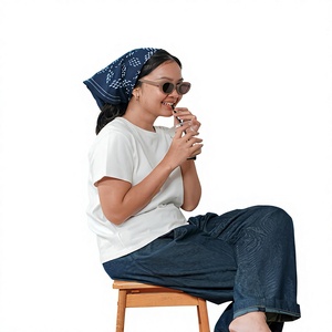 Écharpe bandana carrée en toile de coton 100% premium, teinte naturelle, faite à la main, style japonais Shibori, accessoire pour cheveux - Product Image 5