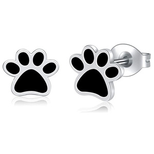Orecchini a Perno a Forma di Zampa di Gatto Nera Stile Hong Kong, Design Vintage Minimalista, Gioielli Eleganti da Donna, Regalo per Uso Quotidiano - Product Image 1