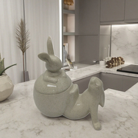 Nordique Art déco pâques glaçure lapin pot en céramique décor à la maison cuisine pot de rangement