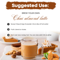 OEM Chai Latte aux champignons, café instantané, soutien immunitaire et concentration, boisson en poudre de thé Chai Latte aux amandes