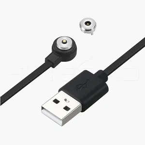 Round 2 pogo pin magnetic connector black usb charger cable