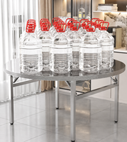 Table de banquet ronde pliante moderne en acier inoxydable pour événements extérieurs, idéale pour restaurants, hôtels, écoles et services de traiteur