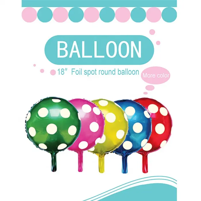 Balon Foil Dekorasi Pesta Polka Dot, Balon Foil Dekorasi Bulat Polka Dot Warna-warni 18 Inci