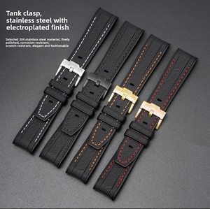 Bracelet de montre en caoutchouc tressé à extrémités courbes Trendybay, à dégagement rapide, pour remplacement, compatible avec les montres de 20 mm, idéal pour la plongée sportive. - Product Image 2