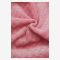 Tissu en velours doux en polyester tricoté chaîne, motif dévoré à carreaux, résistant à l'abrasion, poids moyen 260 GSM, pour vêtements