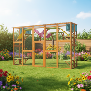 프리미엄 내후성 전나무 고양이 집 방수 애완 고양이 쉼터 정원 마당용 견고한 구조 - Product Image 6