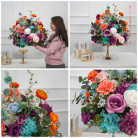 Bouquet réaliste léger fait main, style romantique, centre de table pour mariage, nouvel an, Halloween, fleurs en soie de 40-70 cm
