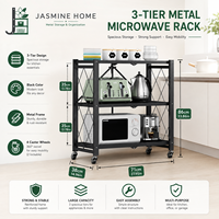 Étagère de cuisine pliable, mobile et multifonctionnelle à 3 niveaux en acier au carbone, sur roulettes, pour usage domestique