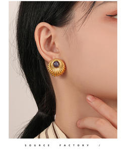 RAKOL ZPE1449 Boucles d'oreilles à tige en acier inoxydable de couleur or rose - Product Image 4